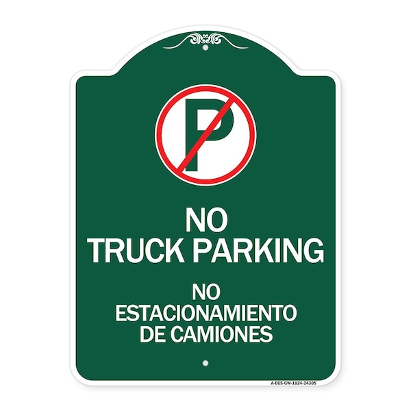 Bilingual No Parking No Truck Parking No Estacionamiento De Camiones Alum, 18" x 24", GW-1824-24305
